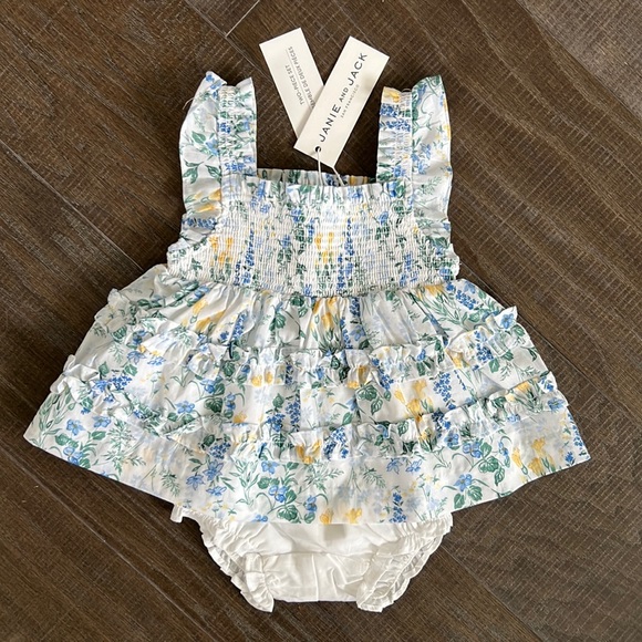 JANIE & JACK Floral Smocked 2pc Set (Size 3-6mo) - Picture 1 of 7